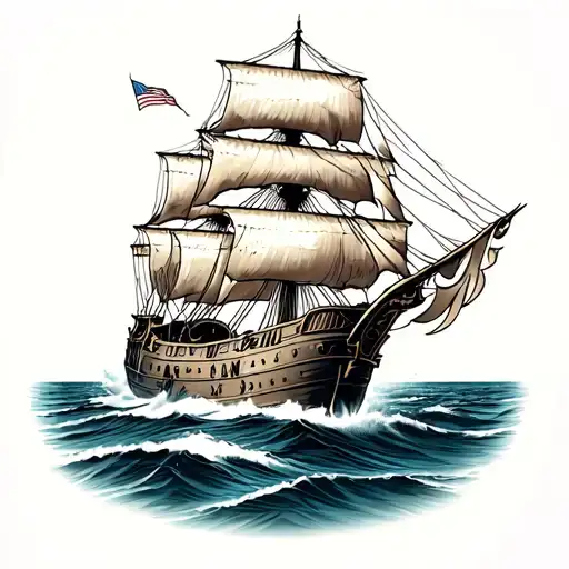 Clipper Ship sailing tattoo design idea
