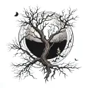 leafless tree and moon tattoo design idea