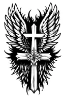 cross with wings tattoo design idea