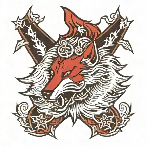 Thunder Wolf silhouette tattoo design idea