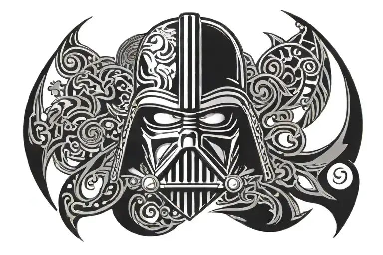 star wars, villain, tribal pattern tattoo design idea