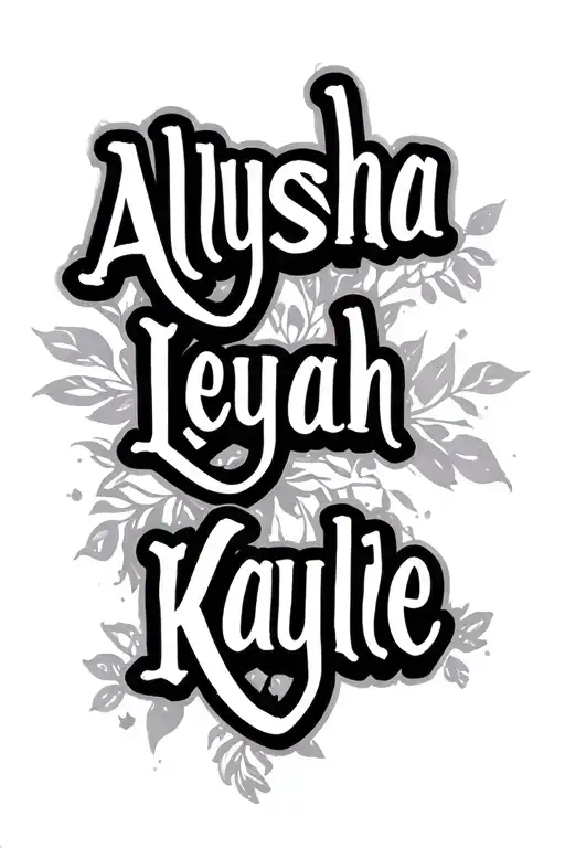 "Alysha Leyah Kaylee" kids names tattoo design idea