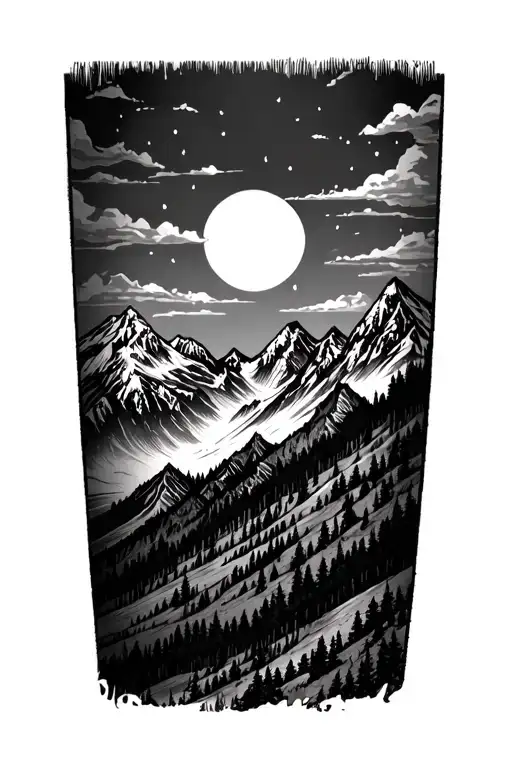thigh sleeve mountains  tattoo design idea