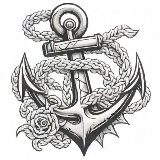 anchor whit infinity rope hanging tattoo design idea