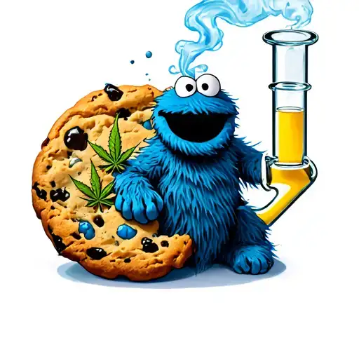 cookie monster smoking weed out of a bong tattoo design idea