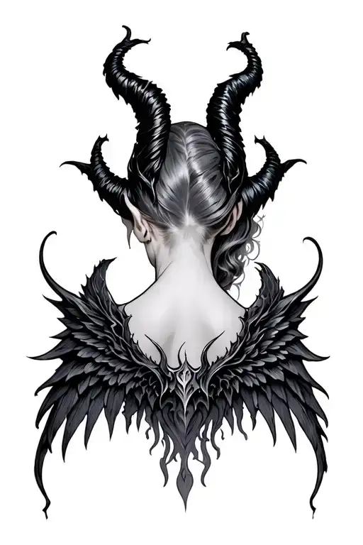 Maleficent wings on the back tattoo design idea