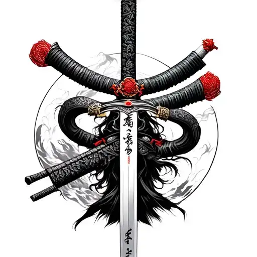 samurai sword from ghost of tsushima tattoo design idea