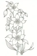 Family Birth Flower Bouquet with: snowdrop, cherry blossom, lily of the valley, honeysuckle, and narcissus tattoo design idea