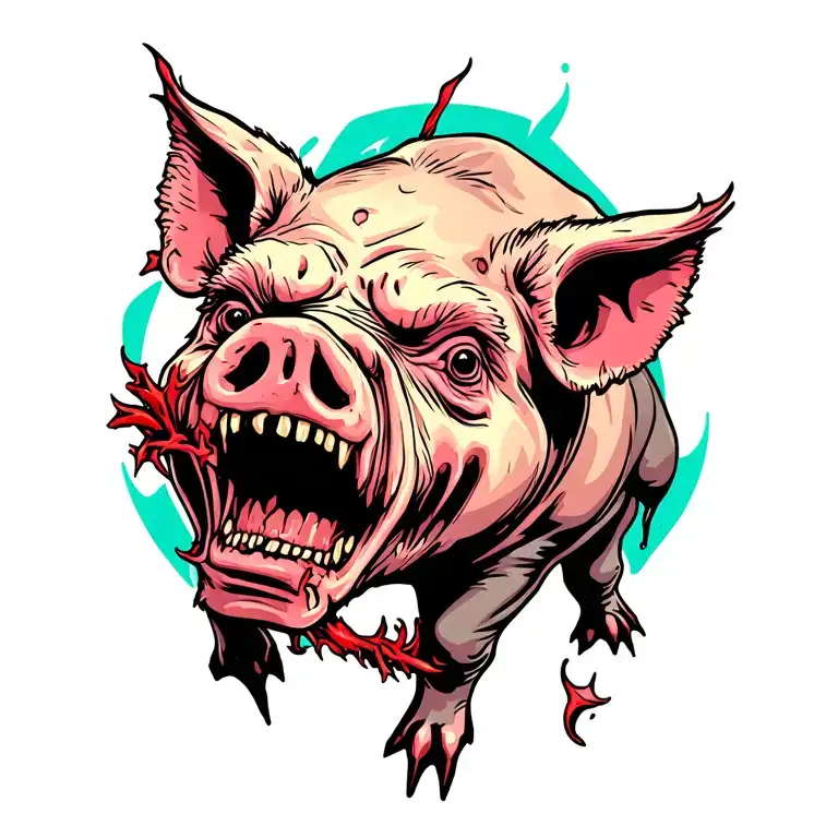 zombie pig tattoo design idea