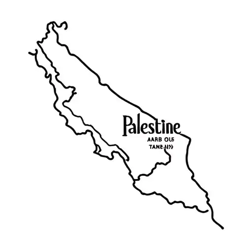 arab oud instrumental and map of palestine tattoo design idea