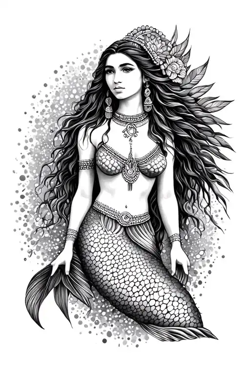 mermaid pocahontas tattoo design idea