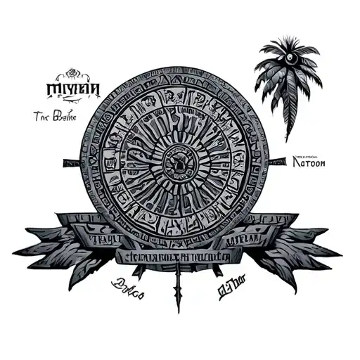 mayan calendar surrounded tattoo design idea