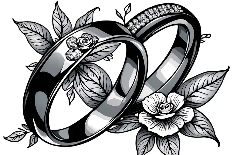 2 wedding ring intertwined tattoo design idea