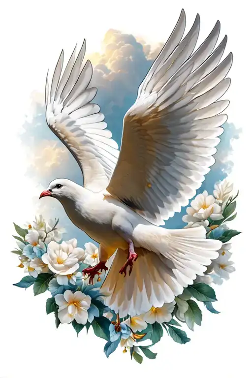 Dove flying to heaven tattoo design idea