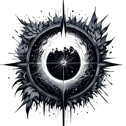 Cosmic mark. Dark presence. Line art. tattoo design idea