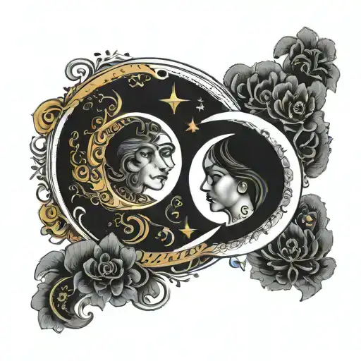 Imagine two crescent moons facing each other, with the tips almost identical touching. The left moon can have a flowing  tattoo design idea