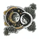 Imagine two crescent moons facing each other, with the tips almost identical touching. The left moon can have a flowing  tattoo design idea