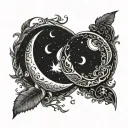 Imagine two crescent moons facing each other, with the tips almost identical touching. The left moon can have a flowing  tattoo design idea