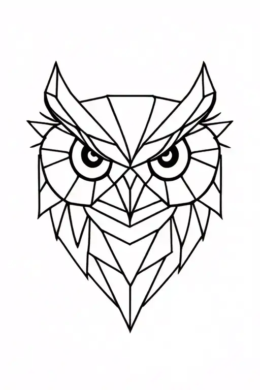 geometric owl head tattoo design idea