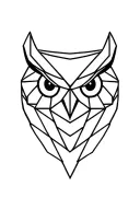 geometric owl head tattoo design idea