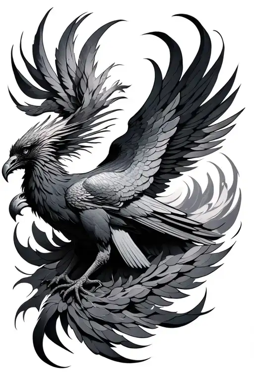 phoenix rising black grey tattoo tattoo design idea