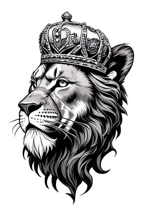 leon con corona tattoo design idea