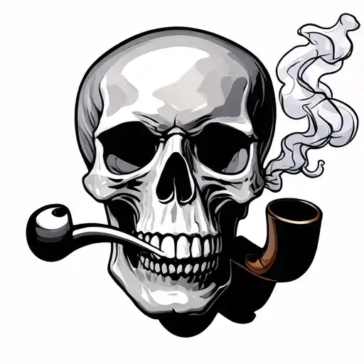 skull smokes crack pipe tattoo design idea