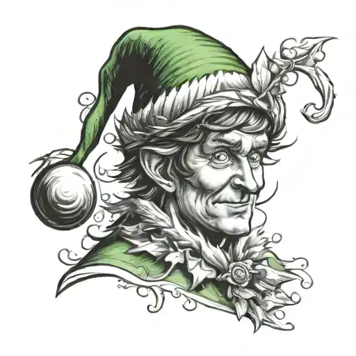 Christmas elf tattoo design idea