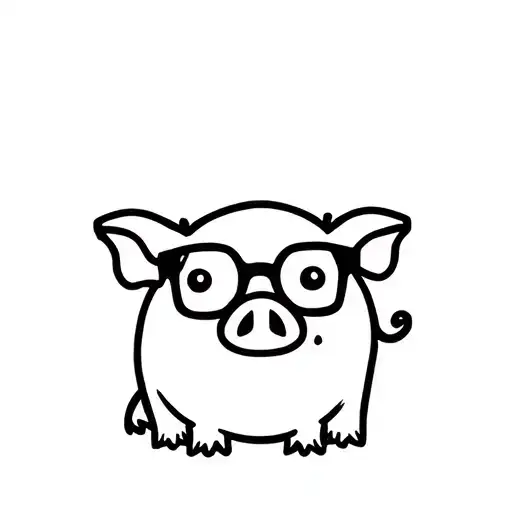 little fat pig wearing glasses tattoo design idea