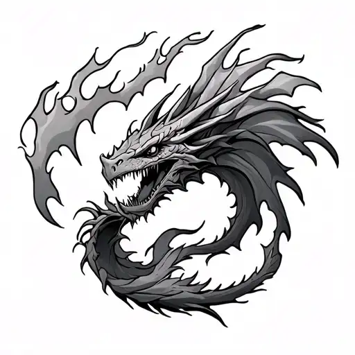 dracarys flames left arm sleeve tattoo design idea