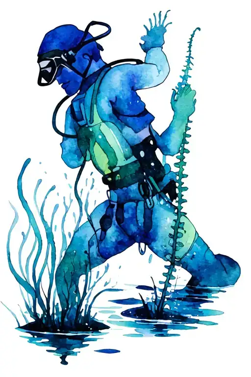 scuba diver in swamp spine tattoo tattoo design idea