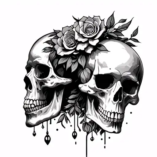 Gemini and Skull tattoo design idea