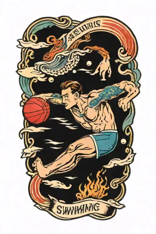 swimming athlete tattoo design idea