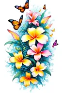 plumerias scattering into butterflies flying away tattoo design idea