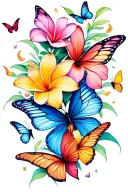 plumerias scattering into butterflies flying away tattoo design idea