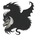 bipolar affectivity dragon two heads looking tattoo design idea