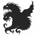 bipolar affectivity dragon two heads looking tattoo design idea