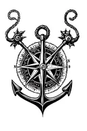 Anchor and compass tattoo design idea