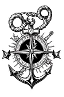 Anchor and compass tattoo design idea