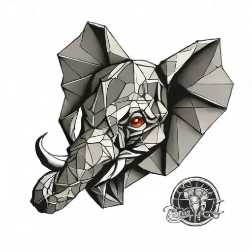 origami elephant head tattoo design idea
