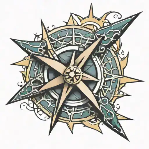 detailed shuriken with 6 points and lightning emerging from it tattoo design idea