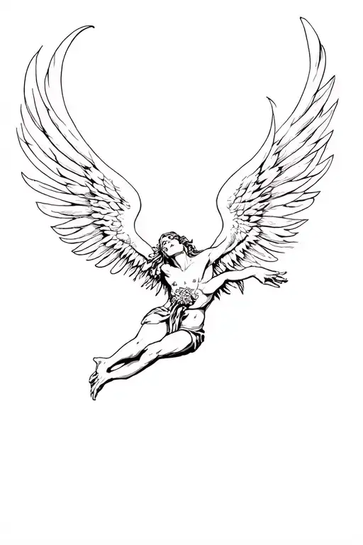 ego death angel falling tattoo design idea