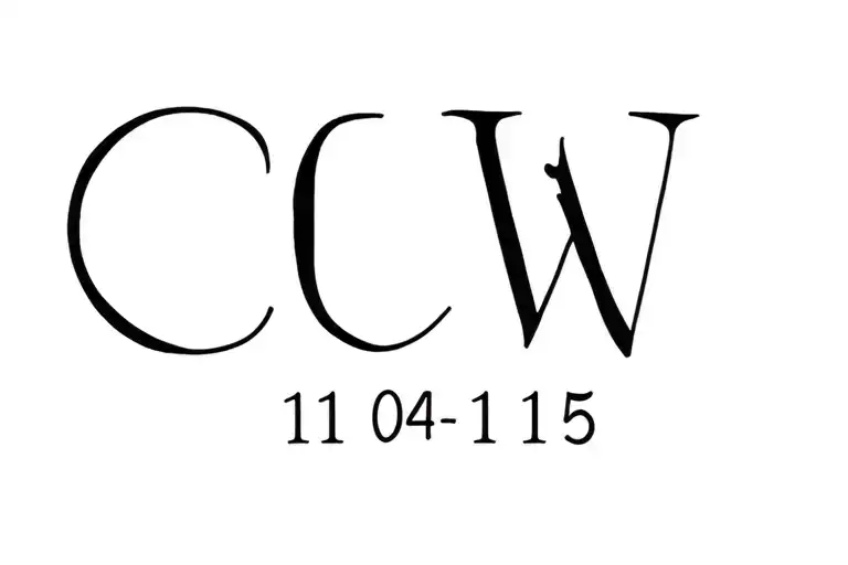 The letters CW and the date 11/04/15 for wedding anniversary  tattoo design idea