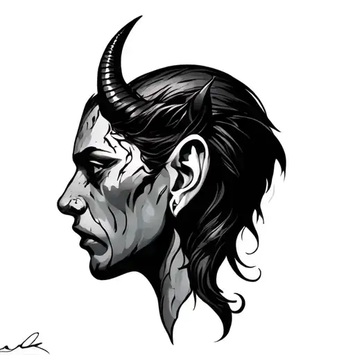 Devil In Ear tattoo design idea