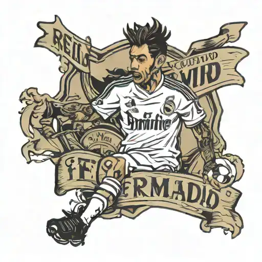 mud of the word FERNANDO with a Real Madrid theme tattoo design idea