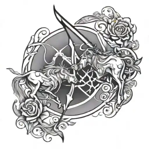Sagittarius and Taurus zodiac symbol tattoo design idea