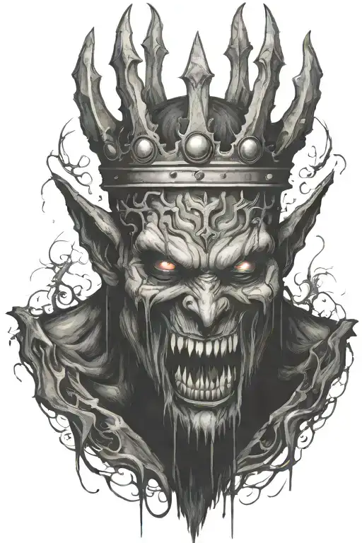 demon with crown tattoo design idea