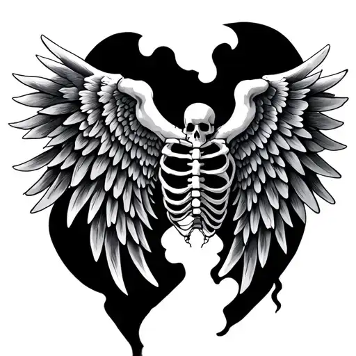 Skeleton wings on back tattoo tattoo design idea