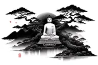 buddha bodhi tree growing tattoo design idea