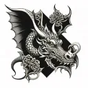 dragon and thai elephant head tattoo design idea